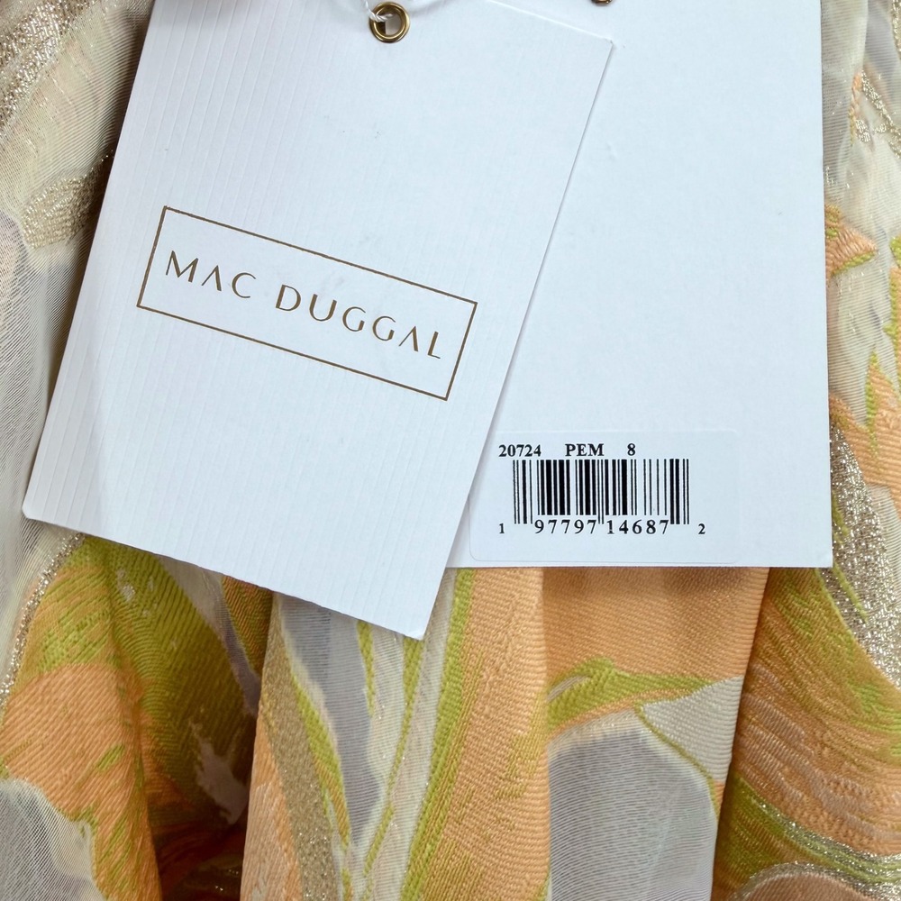 Mac Duggal Strapless Dress in Orange and Green Floral - Picture 13 of 14